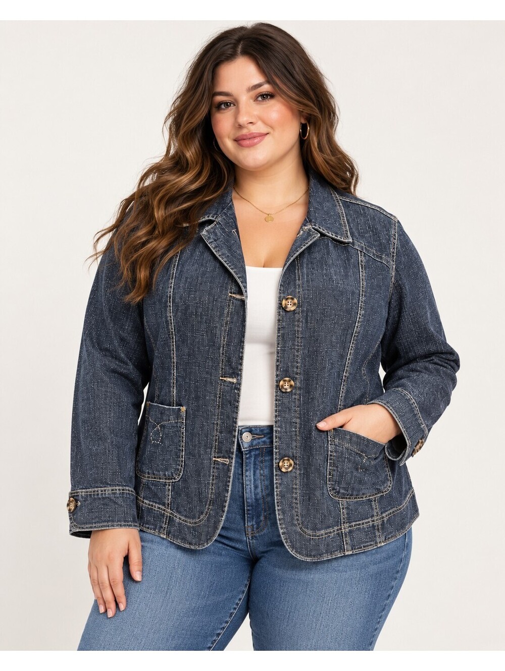A.N.A. Women’s 2X Dark Wash Denim Blazer Jacket Y2K Utility Style